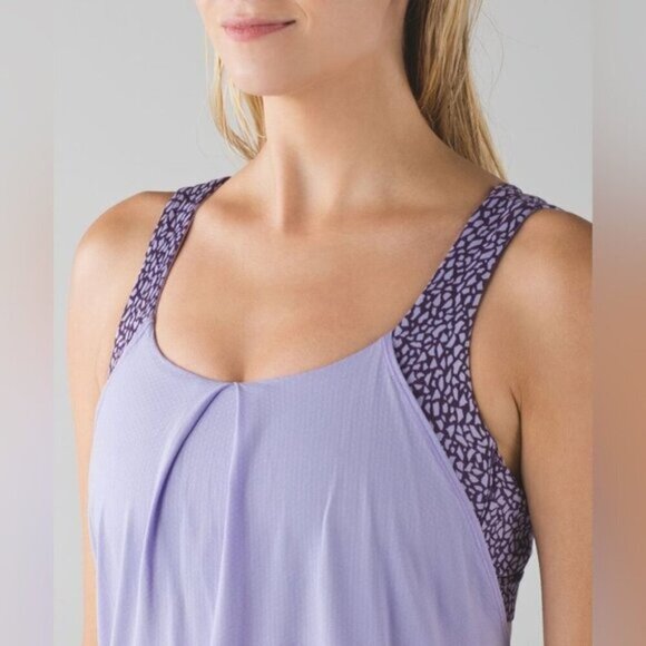 Lululemon Nouveau Limits Tank Top Lilac Miss Mosaic Lilac Deep Zinfandel Size 4 - Picture 8 of 16